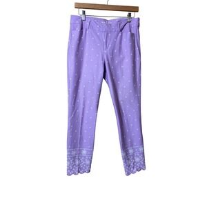 Old Navy Pixie Scallop Pants 10 Purple Floral Embroidered Preppy Cottagecore